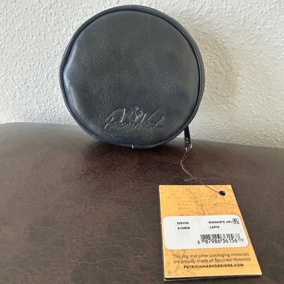 Patricia Nash DIAMANTE Round Zip Jewelry Case LAPIS nwt - Picture 1 of 3